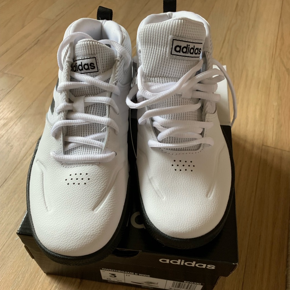 Adidas boys basketball leather sneakers white
